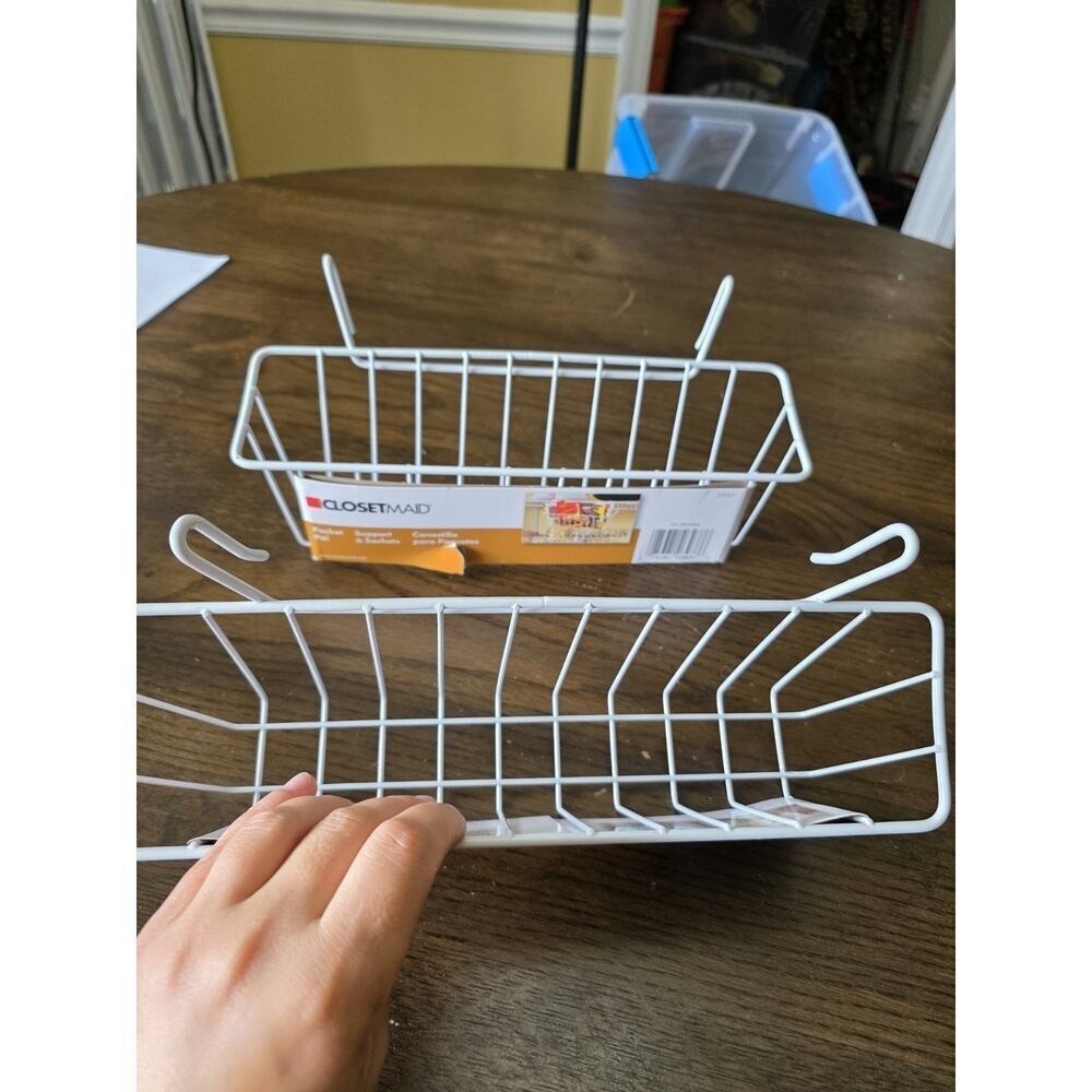 ClosetMaid Pocket Pal Wire Shelf Basket 3937 LOT OF 2 White Hook On Organizer B3 - Picture 16 of 16